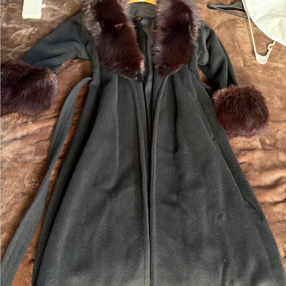 Vintage Cashmere Blend Fur Coat